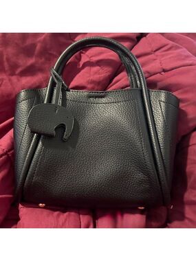 Crossbody Purse for Women Black Vegan Leather Mini Handbag with Top Handle